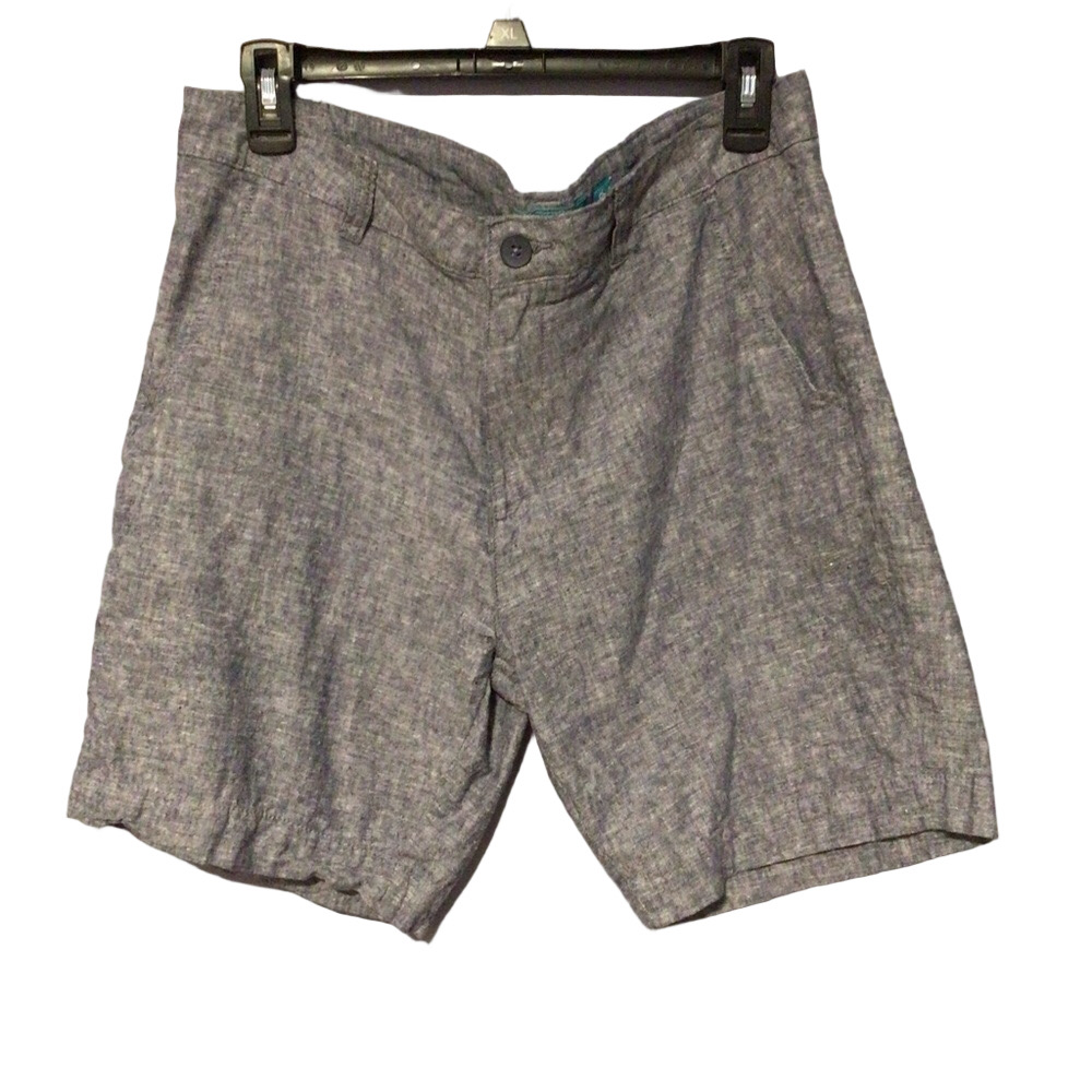 Tenth & Ocean Blue Linen Flat Front Shorts Size 34